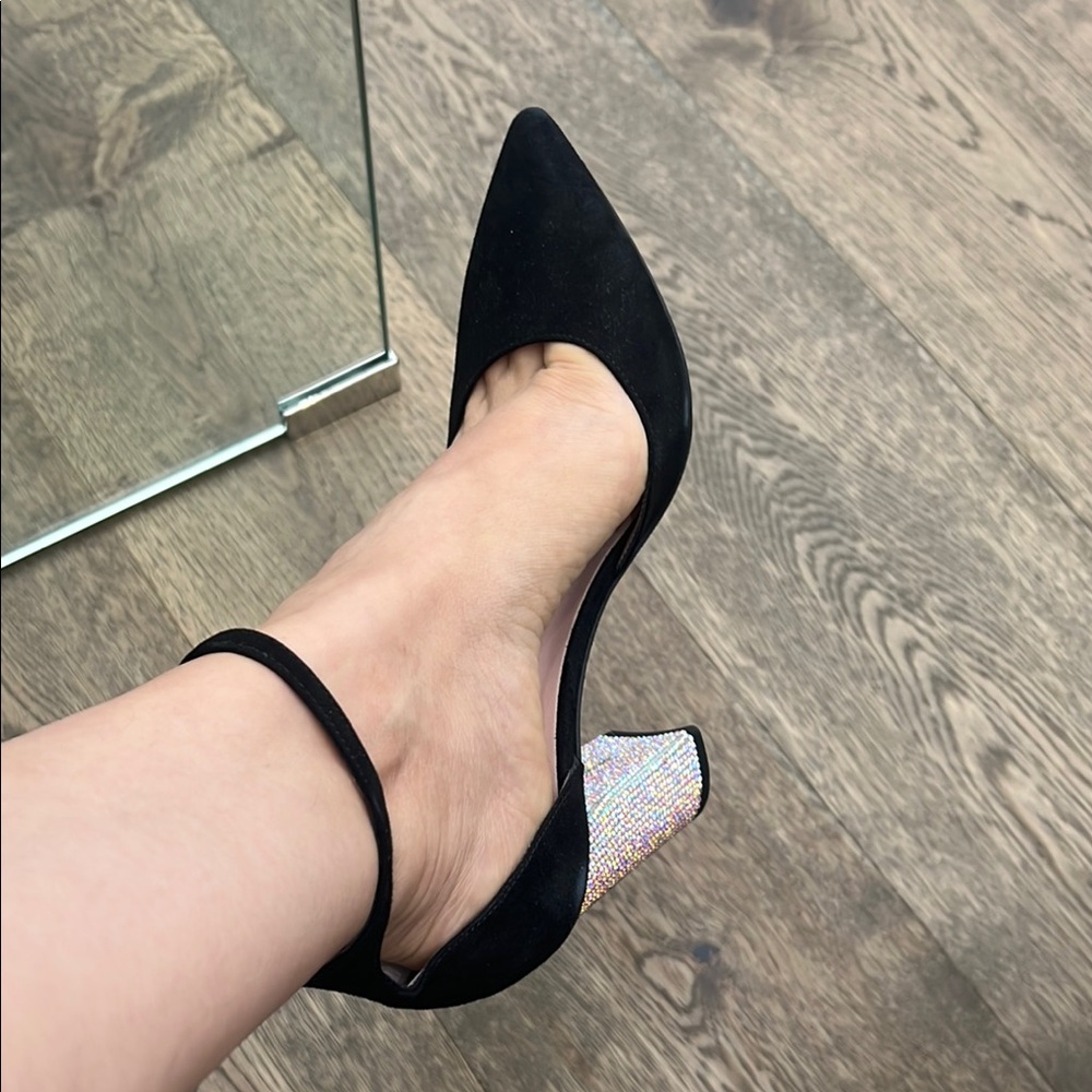 Kate spade Elegant Black Heels with Glitter Block Heel